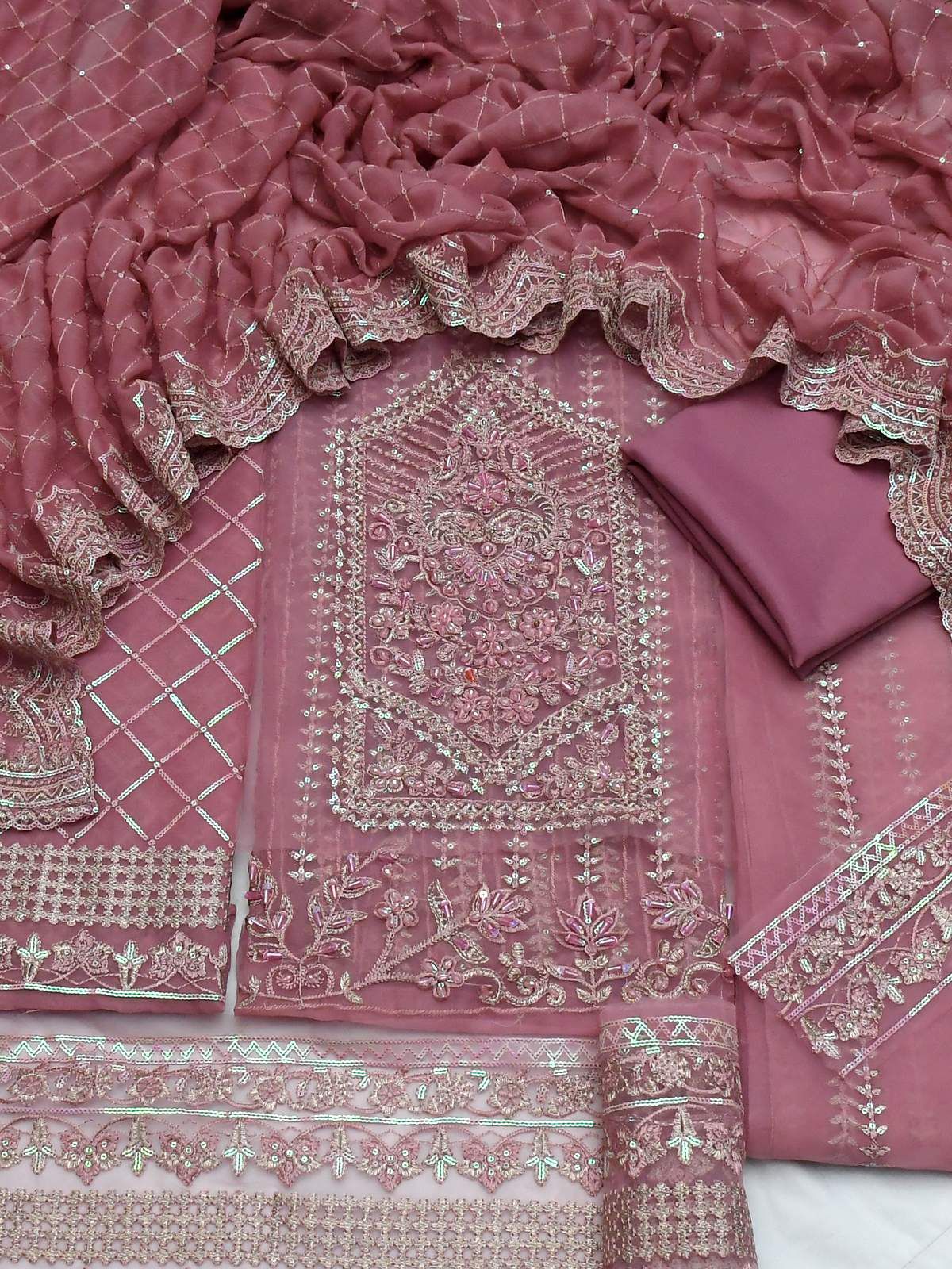 AKBAR ASLAM Soft Organza Fancy Embroidered 3-Pcs
