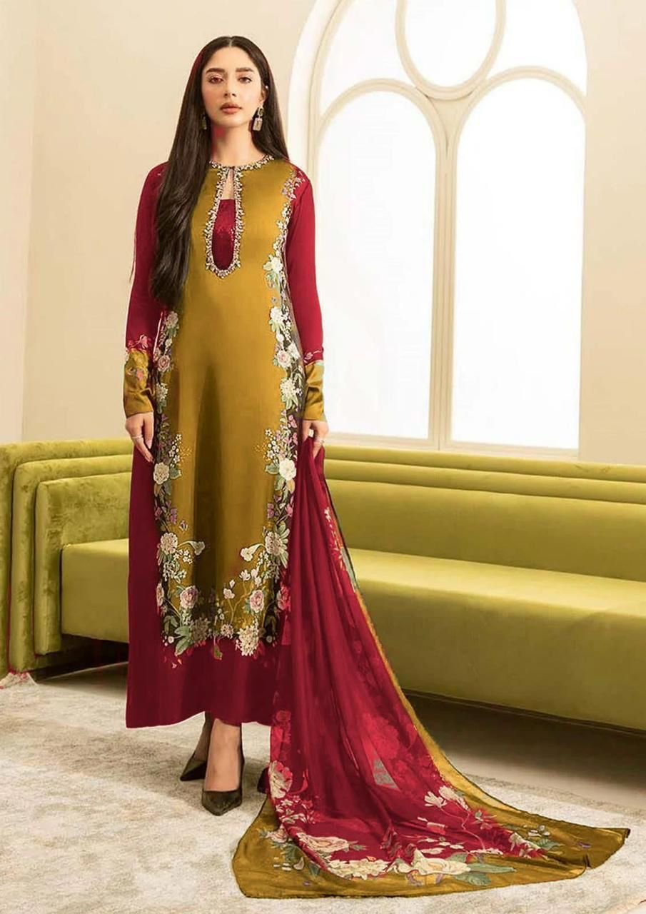 NISHAT | Pure Silk  3-Pcs Suit