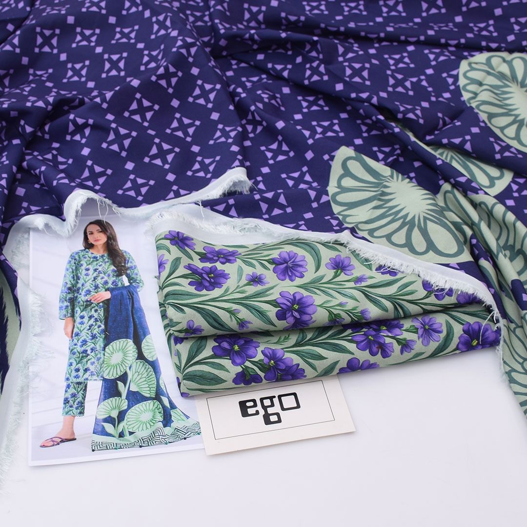 EGO Viscose Digital Printed 3-Pc Suit