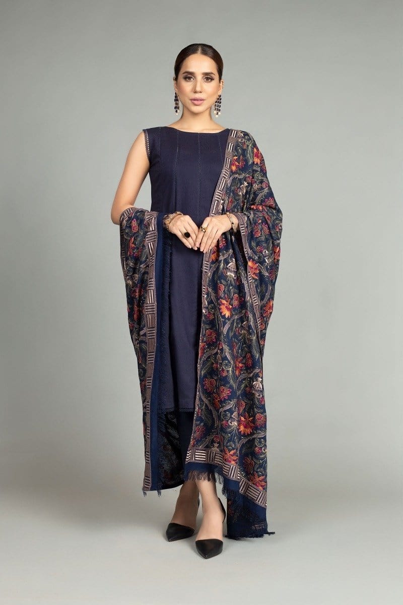 BREEZE Luxury Embroidered Dhanak 3-Pc Suit