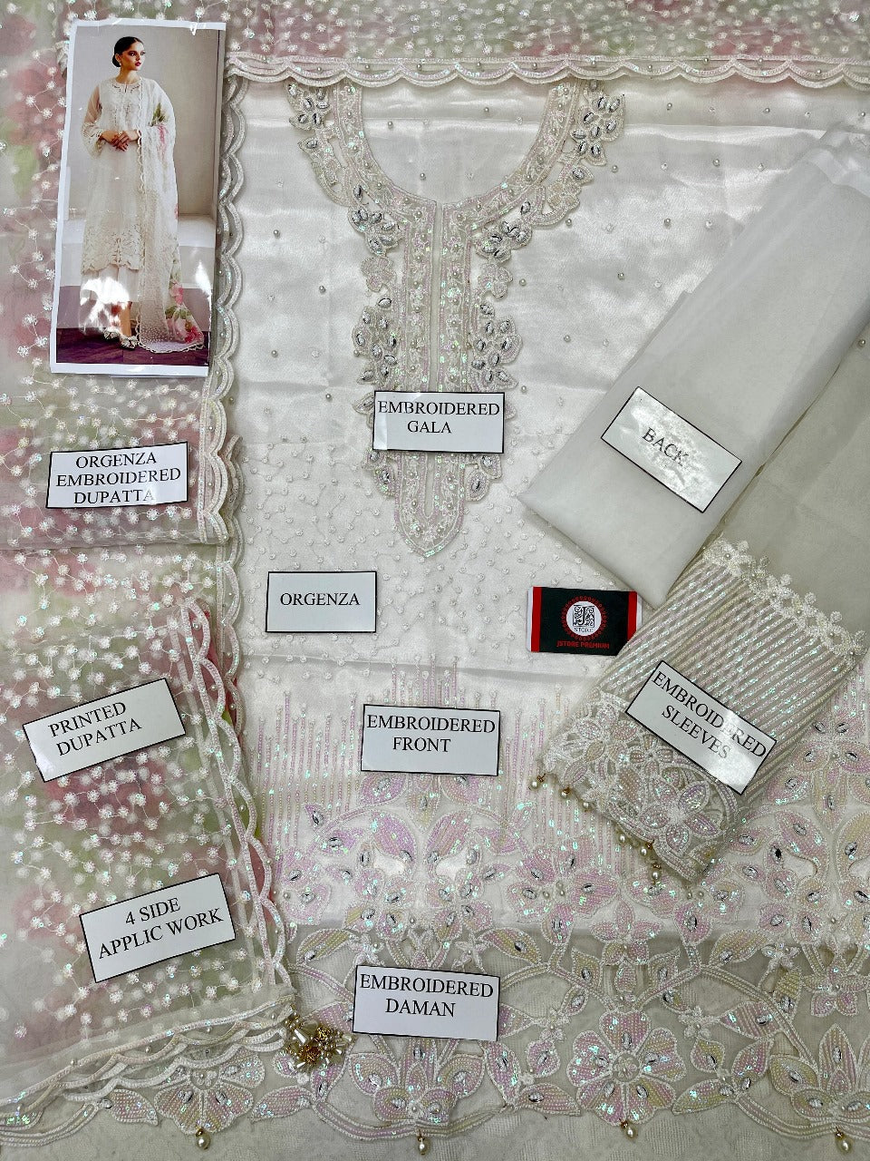 BAROQUE Embroidered Organza 3-Pcs