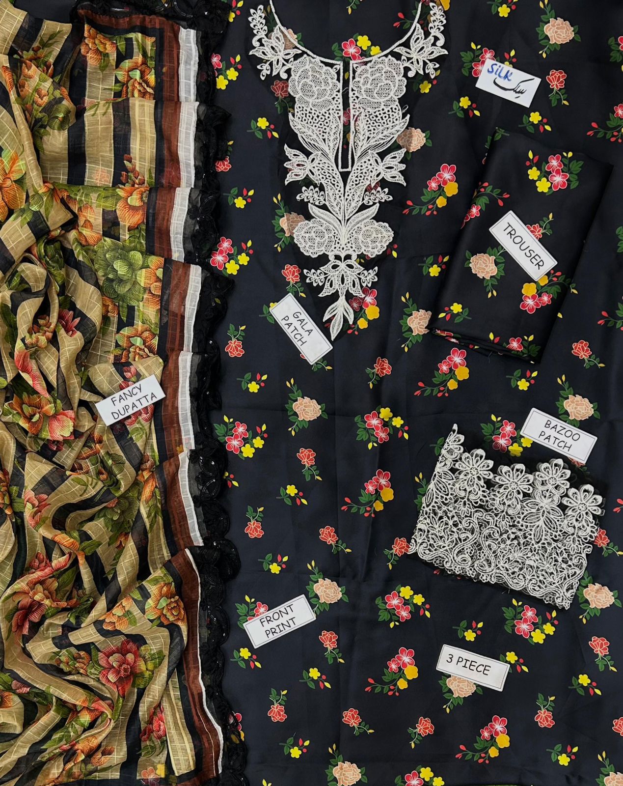 ANEELA Luxury Embroidered 3-Pc Suit