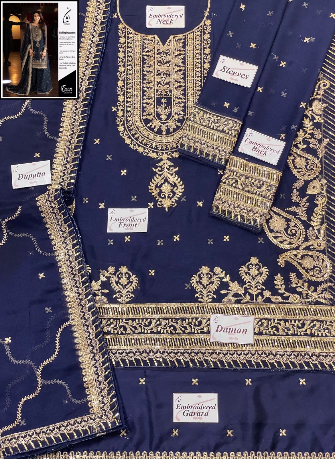 ASIM JOFA Full Embroidered Wedding -Pcs