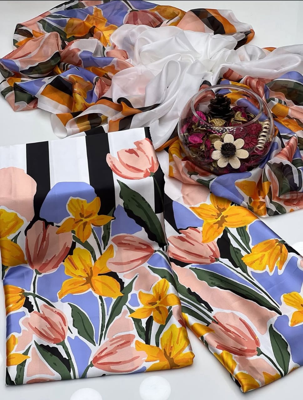 LULU SAR Silk Digital Print 3-Pc Suit