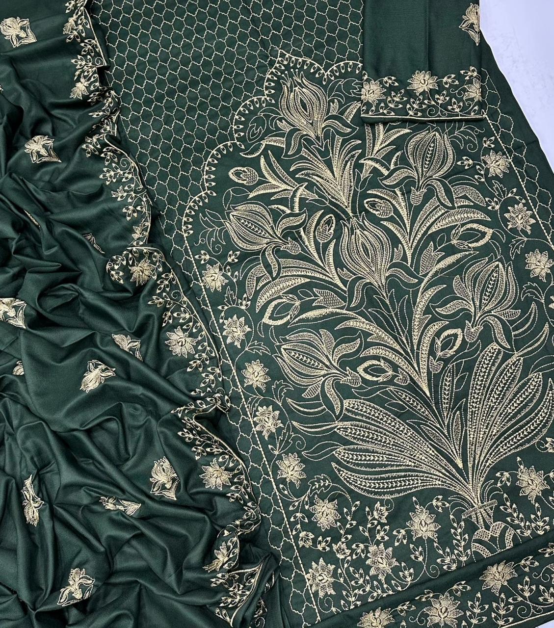 BAREEZE Luxury Embroidered Dhanak 3-Pcs