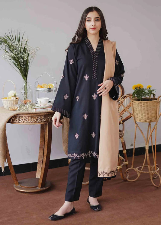 ASLING Embroidered Dhanak 3-Pc Suit