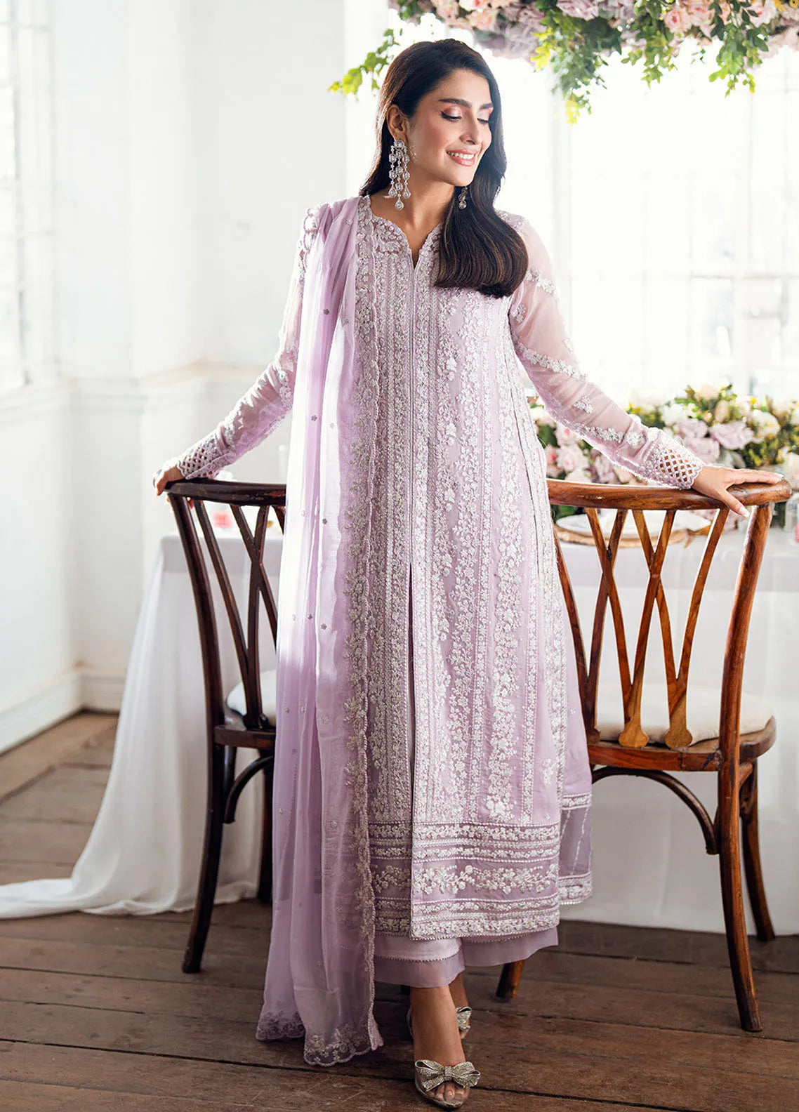 AZURE CHIFFON  Heavy Embroidered 3-pcs
