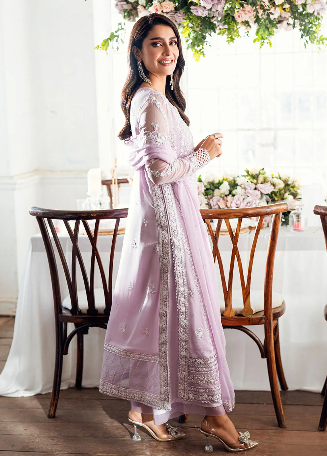 AZURE CHIFFON  Heavy Embroidered 3-pcs