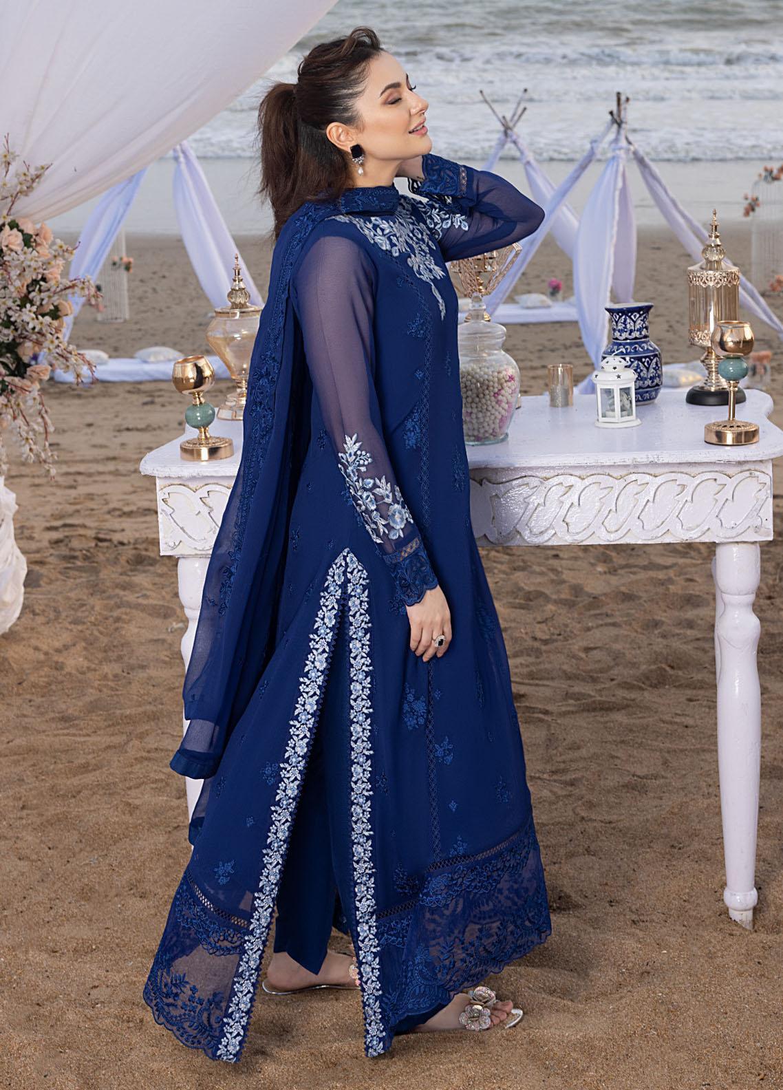 AZURE Heavy Embroidered 3-Pc Suit