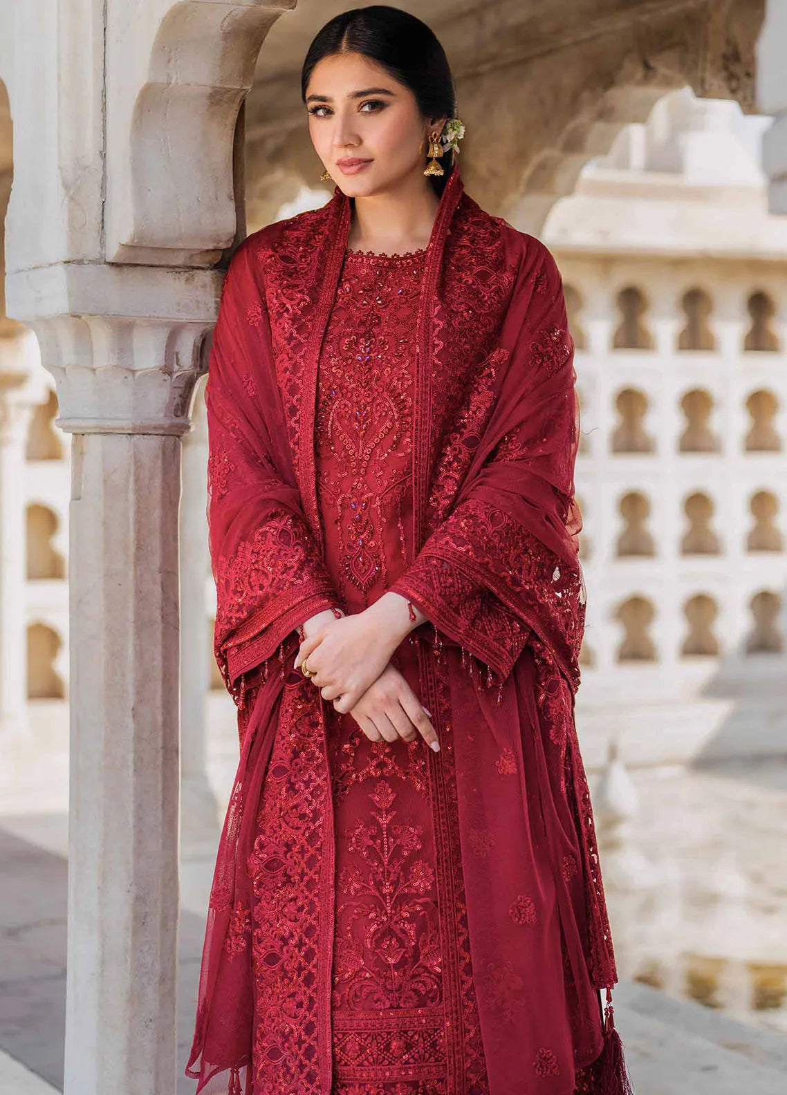MEERAS BY IMROZIA Serene Organza Fancy 3-Pcs