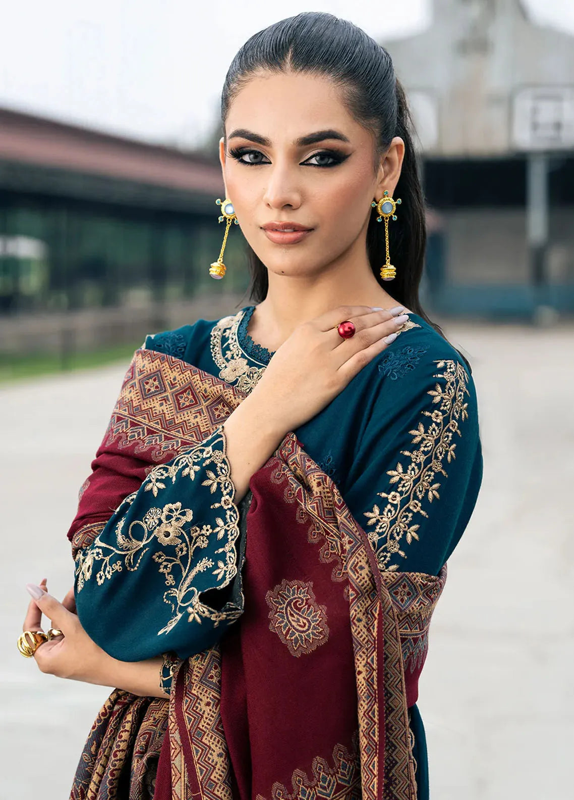 JAZMINE Dhanak Embroidered 3-Pc Suit