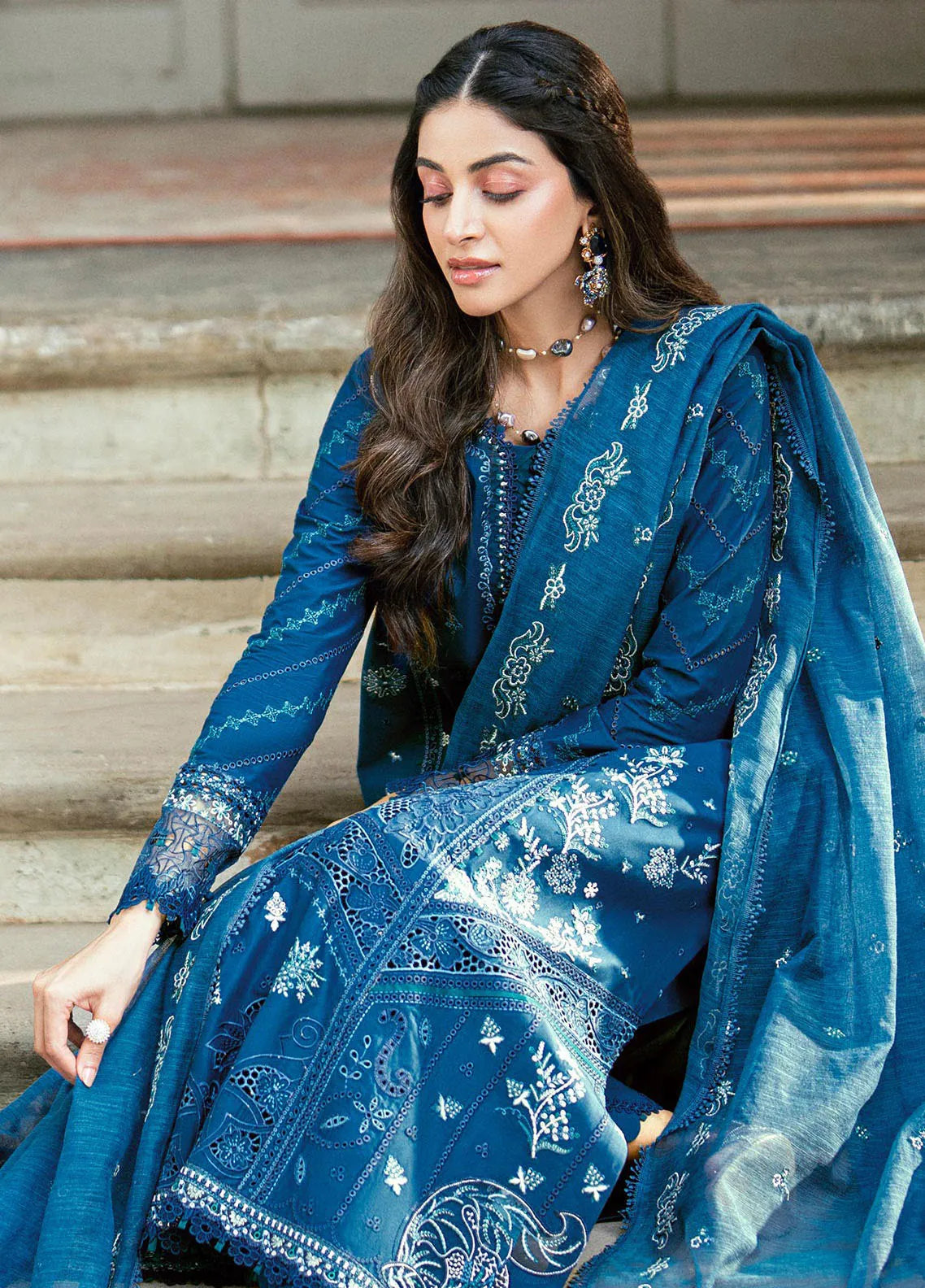 QALAMKAR Heavy Embroidered 3-Pcs Suit