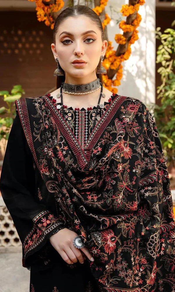 BREEZE Luxury Embroidered Dhanak 3-Pc Suit