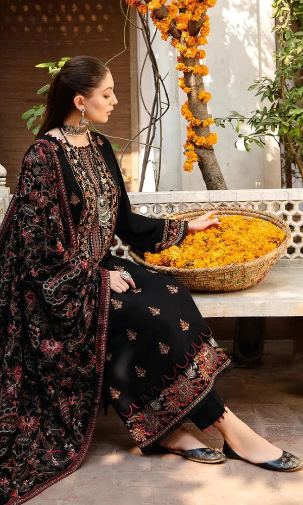 BREEZE Luxury Embroidered Dhanak 3-Pc Suit