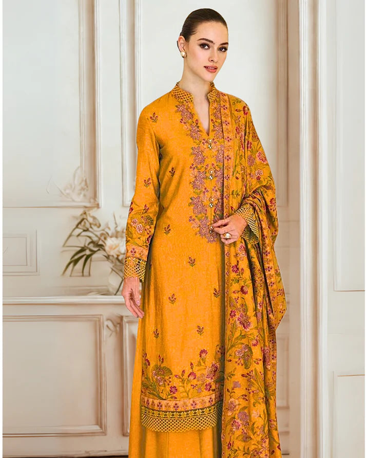 BREEZE Luxury Embroidered Dhanak 3-Pc Suit