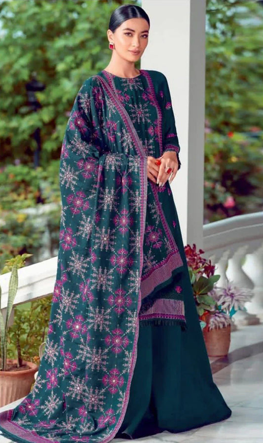 BREEZE Luxury Embroidered Dhanak 3-Pc Suit